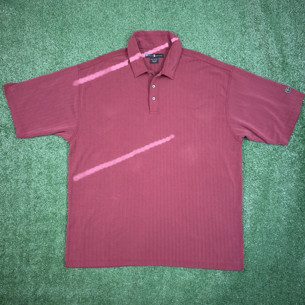 Nike Tiger‎ Woods Polo Shirt XXL Red Herringbone Golf Mens Short Sleeve
